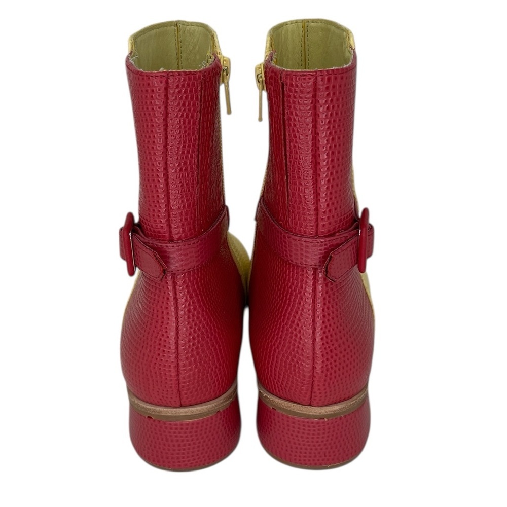 Charlotte Stone Stylish Raspberry Yellow Ankle Boots Textured Size 9 - Picture 4 of 10